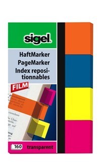 sigel HaftMarker, 160 Stück, 4 Neon-Farben transparent