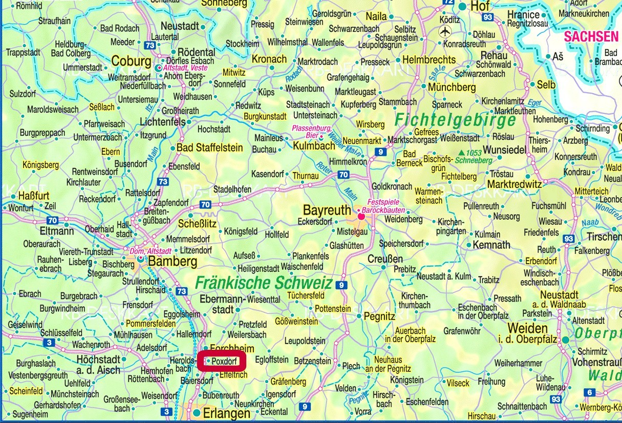 Landkarte - Franken Umland Nürnberg